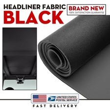 Black Flat Knit Headliner Fabric Foam Back Auto Roof Repair Upholstery Material