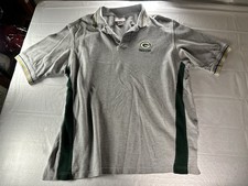 VTG NFL Team Apparel Mens Green Bay Packers Polo Shirt Large Gray Embroidered