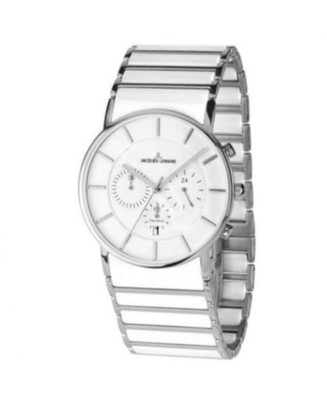 JACQUES LEMANS Men Quartz Casual Watch Classic Dress White Dial Waterproof Round