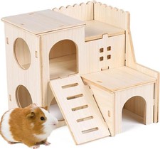 Large Hamster Maze Wood House Fun Slide House Guinea Pig Hamsters Hide Out Cl