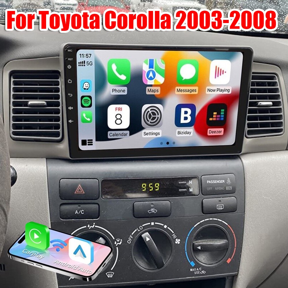 Apple Carplay For Toyota Corolla 2003-2008 Android 15 Car Stereo Radio GPS Navi