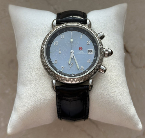 Michele Women's CSX Diamond Chronograph Watch + Extra Strap & Bag - New Battery