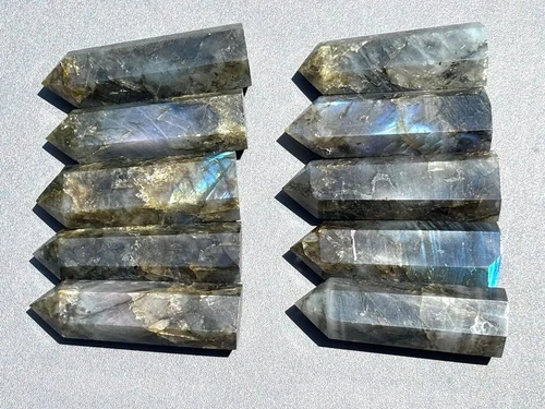 10pcs Lot 2''+ Labradorite Stone Point Obelisk Tower Quartz Crystal Healing Wand