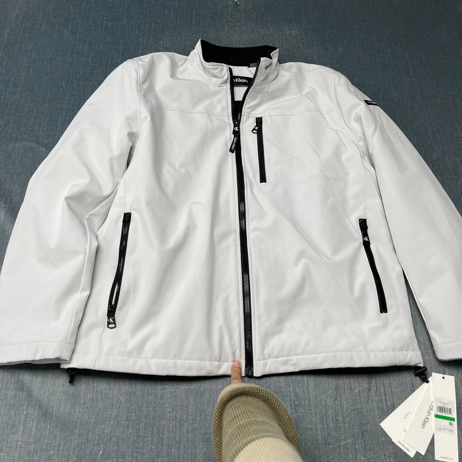 Calvin Klein Men's Jacket Size L White Full Zip Softshell Stretch Coat NWT image 1