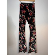 Show Me Your Mumu Floral Velvet Flare Pants Size Large, Bohemian Style