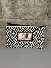 New Black/Red LOVE Brighton Canvas Zipper Utility Pouch for Travel New