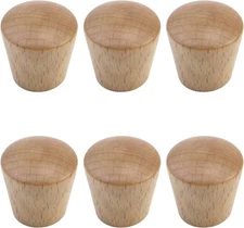 6pcs Wood Cabinet Knobs Cone Shape Beech Drawer Small, Color 