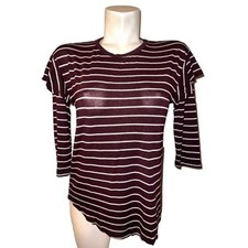 Dolan Left Coast Collection Burgundy Striped Cold Shoulder Top XS Made in USA