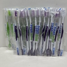 Toothbrush Bulk Lot of 24 Adult Rubber Grip Fresh Mint Individually Wrapped