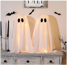 Halloween Decorations -2 Packs Spooky Ghosts with String Lights-Scary Ghost, NEW