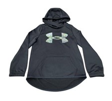 NEW Under Armour Girls Youth Sequin Logo Hoodie Sweatshirt Loose Small Black