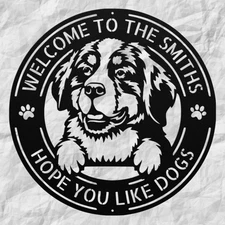Personalized Bernese Mountain Dog Metal Sign Custom Art Home Farm Decor Gift