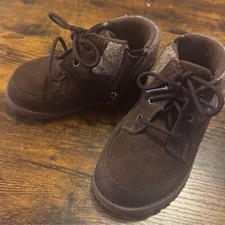 UGG TODDLER ORIN BROWN WOOL BOOTS - Lace Up/Zipper, Lined - US 7