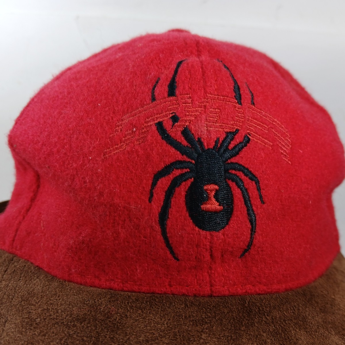 Spyder Baseball Cap Winter Wool Ski Hat Leather Suede Strapback View 3