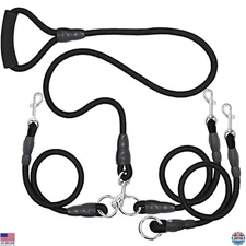 Heavy-Duty 3-Dog Leash with 360° Swivel & Padded Handle - Tangle-Free for 3 Pets