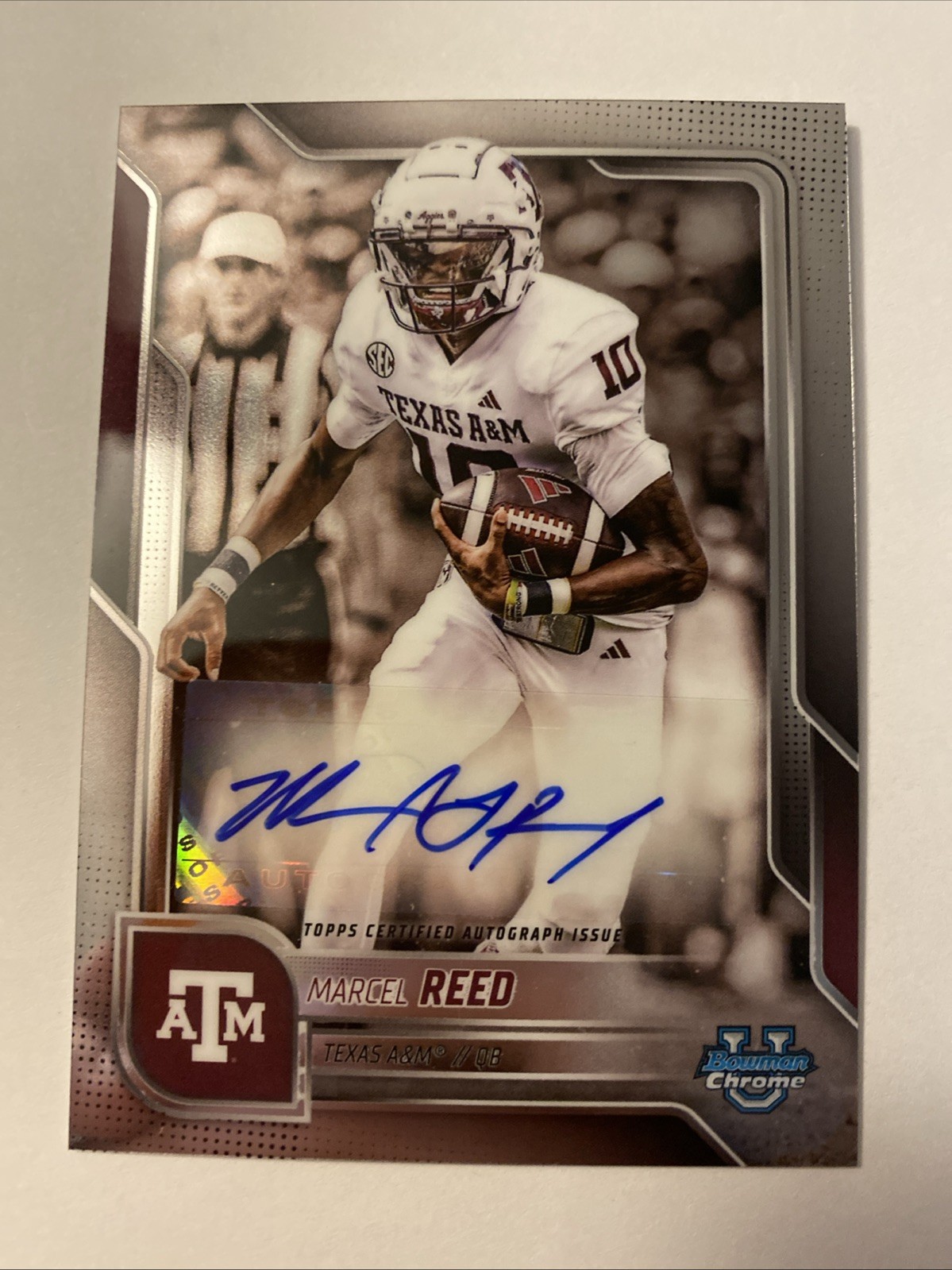 2025 Bowman Chrome U MARCEL REED Prospect Base Auto #BCA-MRE Texas AM Qb