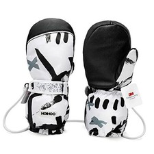 Kids Ski Mittens, Waterproof Snow Thinsulate Medium Fits 6-9 years  White