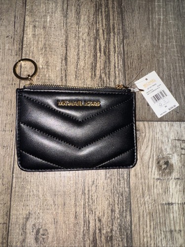 Michael Kors Jet Set Travel Small Leather Top Zip Coin Pouch - BLACK