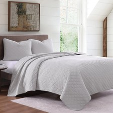 Gray Cotton Comfort Ultra Soft Diamond Quilted Country King 3 Pc Bed Set