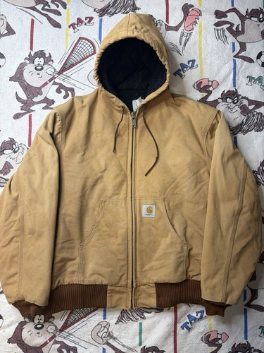 Carhartt, Vtg 90s Carhartt Jacket Mens XL Duck Canvas Hooded Lined Union Made USA JQ1006