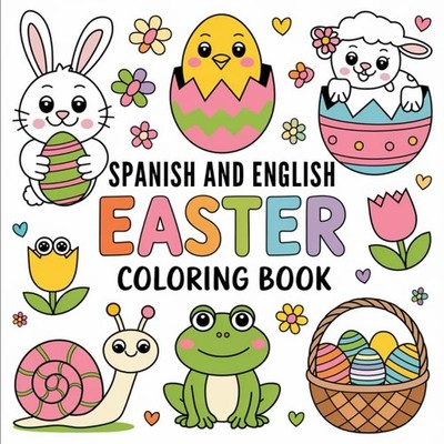Spanish and English Easter Coloring Book: Bold and Easy, Bilingual Vocabulary, L