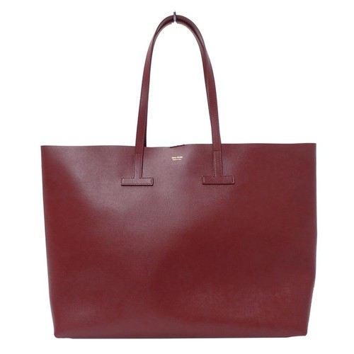TOM FORD Bordeaux Wine Red Leather Tote Bag #186