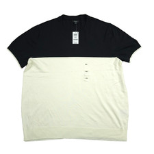 Alfani Mens Colorblocked Knit Sweater Regular-Fit Black Beige 2XL