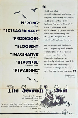 The Seventh Seal 1958 Original One-Sheet Poster Bergman Janus Films