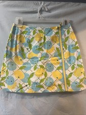 LILLY PULITZER vintage yellow and blue citrus fruit cotton mini skirt SIZE 0