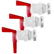 Bucket Spigot 5 Gallon Spigot, Plastic Bottling 3 Pack, White/Red 