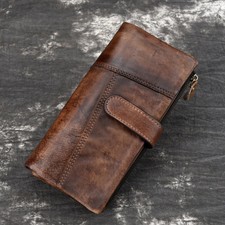 Retro Men's Cowhide Wallet Long Large Capacity Multiple Card Slots , Casual Port