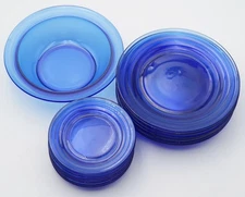 Hazel-Atlas Moderntone Cobalt Blue Glass Dinner/Bread Plate, Fruit Bowl *SELECT*