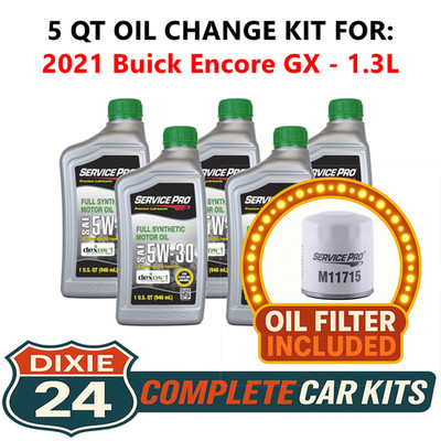 Fits: 2021 Buick Encore GX 1.3L 6,000 Mile Synthetic Oil & Filter Kit (5W-30)