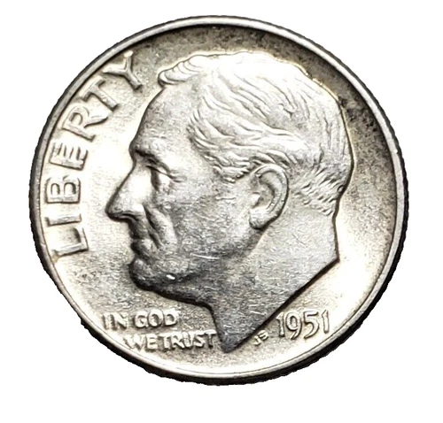 1951 Roosevelt Dime UNC light Tone