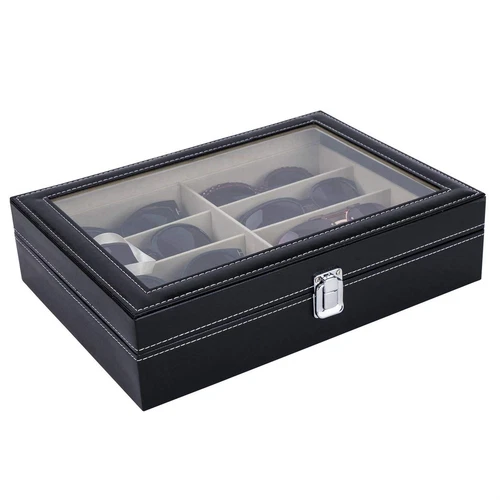 8 Slot Glasses Case Sunglasses Box Display Eyeglasses Storage Organizer Black