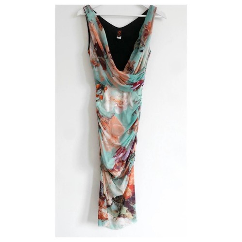 NWT John Paul Gaultier Soleil Blue Floral Rouched Mesh Midi Length Size Small - Picture 7 of 20
