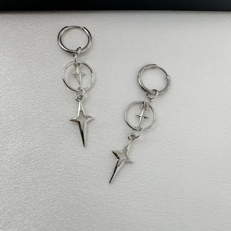 Звезда длинный подвеской капли серьги для мужчин женщин, уличная одежда хип-хоп унисекс стиль - Изображение 2 из 4