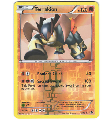 Pokemon 2011 Near Mint NM Terrakion Emerging Powers REVERSE