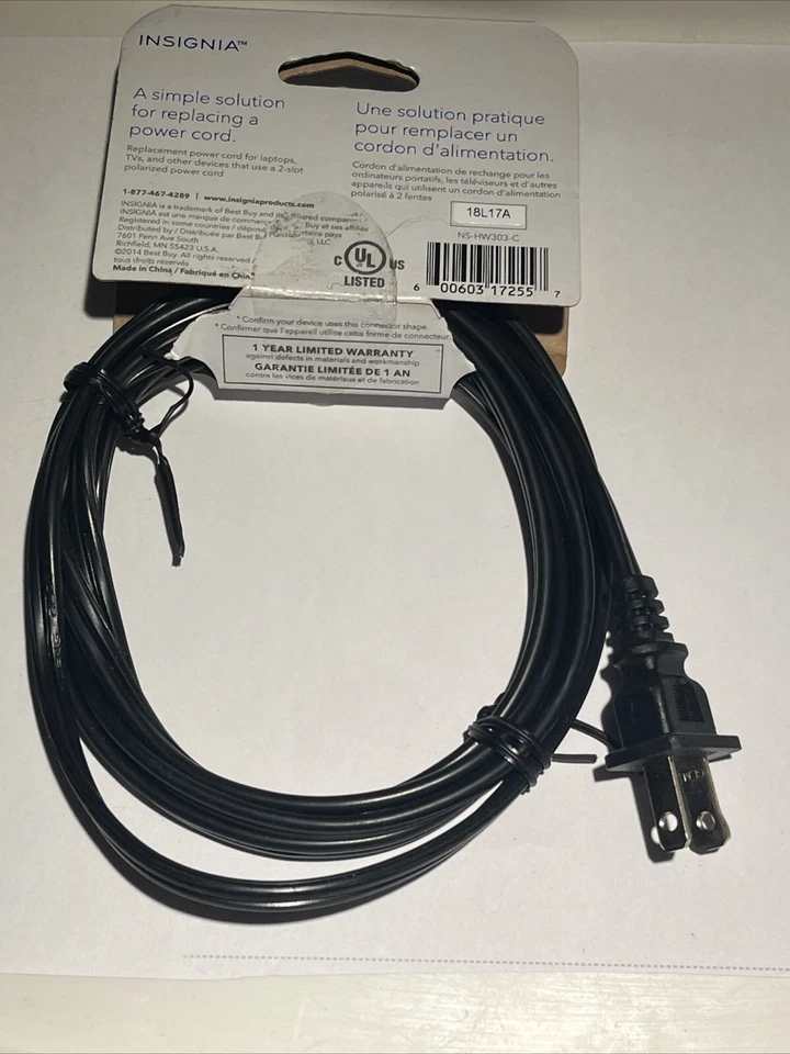 Insignia Non-Polarized 6ft Power Cord - Image 2 of 2