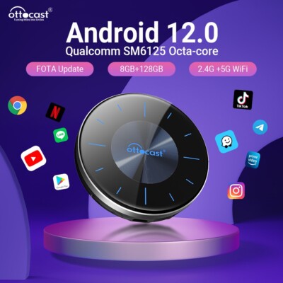 Ottocast P3 Android 12 Car TV Streaming AiBox Multimedia Player w/HDMI Output
