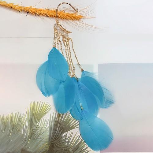 Womens Feather Long Tassels Dangle/Drop Earring Ladies Boho Earrings Jewellery - Picture 19 of 19