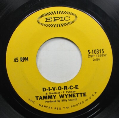 Country 45 Tammy Wynette - D-I-V-O-R-C-E / Don'T Make Me Now On Epic