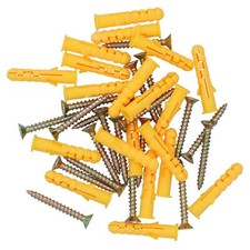 5mm x 40mm Countersunk Screws And Wall Raw Plugs For Wood Concrete Brick