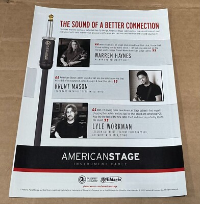 AMERICAN STAGE PLANET WAVES CABLES - HAYNES / MASON / WORKMAN - 2012 Print Ad