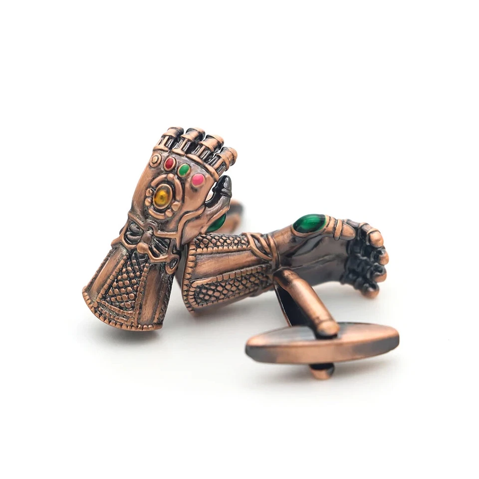 Gemelos de cobre de calidad color bronce diseño guantes infinitos de película clásica para hombre Foto 4 de 4