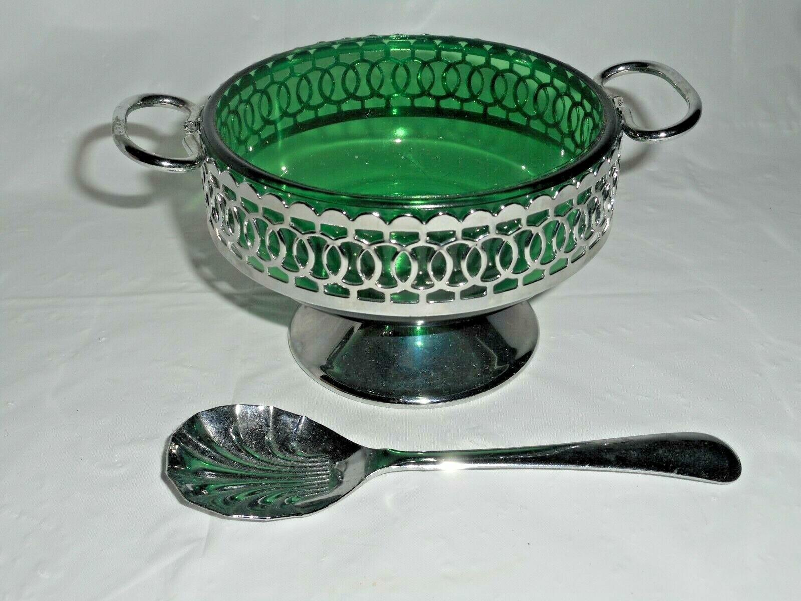Celtic Quality Plate Green Sugar Bowl Spoon Jelly Condiment Relish Dish England