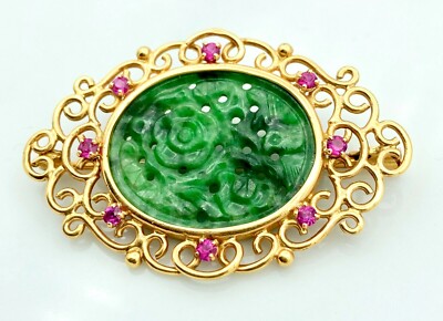 Broche En Or 18 Carats Sertie De Saphirs Et émeraude - Occasion En Parfait état