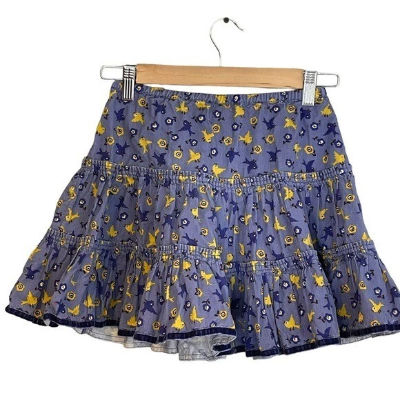 Falda Mini Boden Pana Niveles Capas Línea A Talla 4 - 5 Pájaros y Floral Foto 2 de 4
