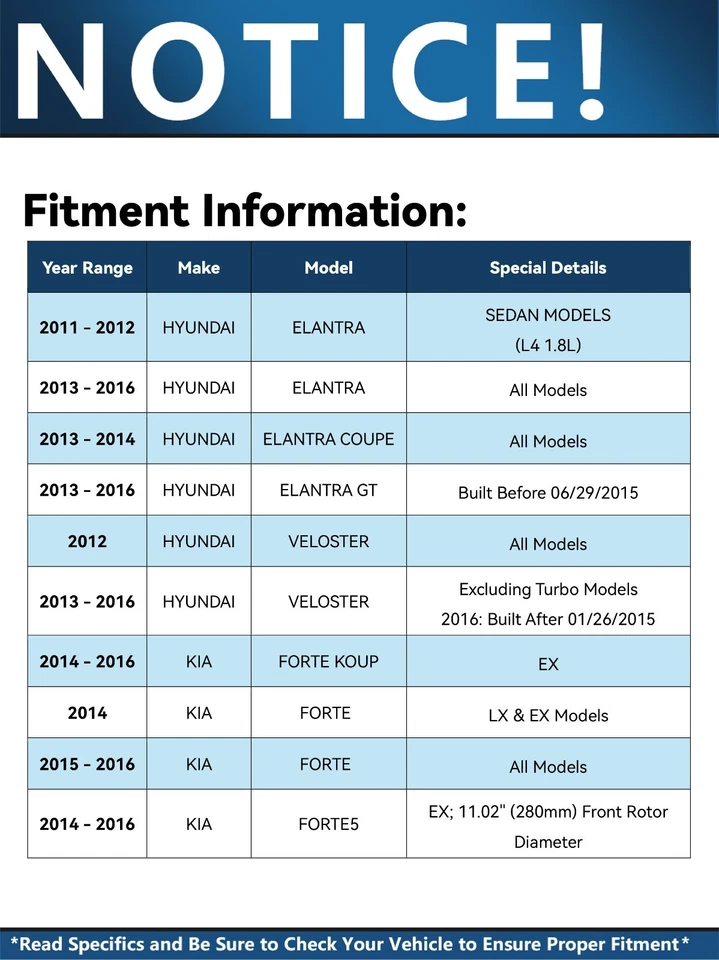Rotores perforados delanteros traseros pastillas de freno para Hyundai Elantra Veloster GT Kia Forte5 Foto 2 de 4