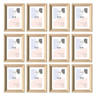 12 x Bilderrahmen 4''x6'' Holzoptik Glasfront Wandbehang Hoch- oder Querformat